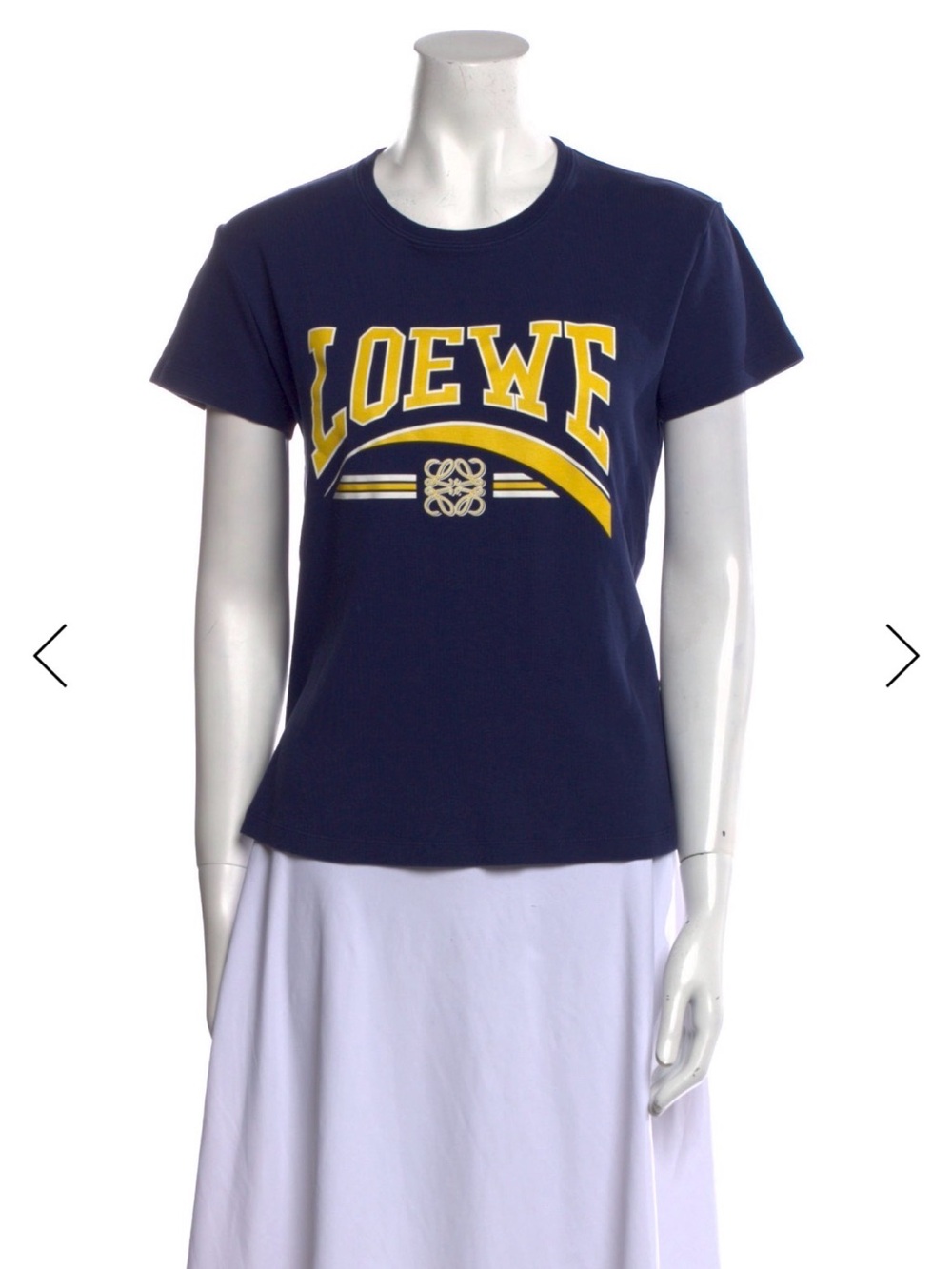 Loewe Navy Short Sleeve Logo Tee with Yellow Accent